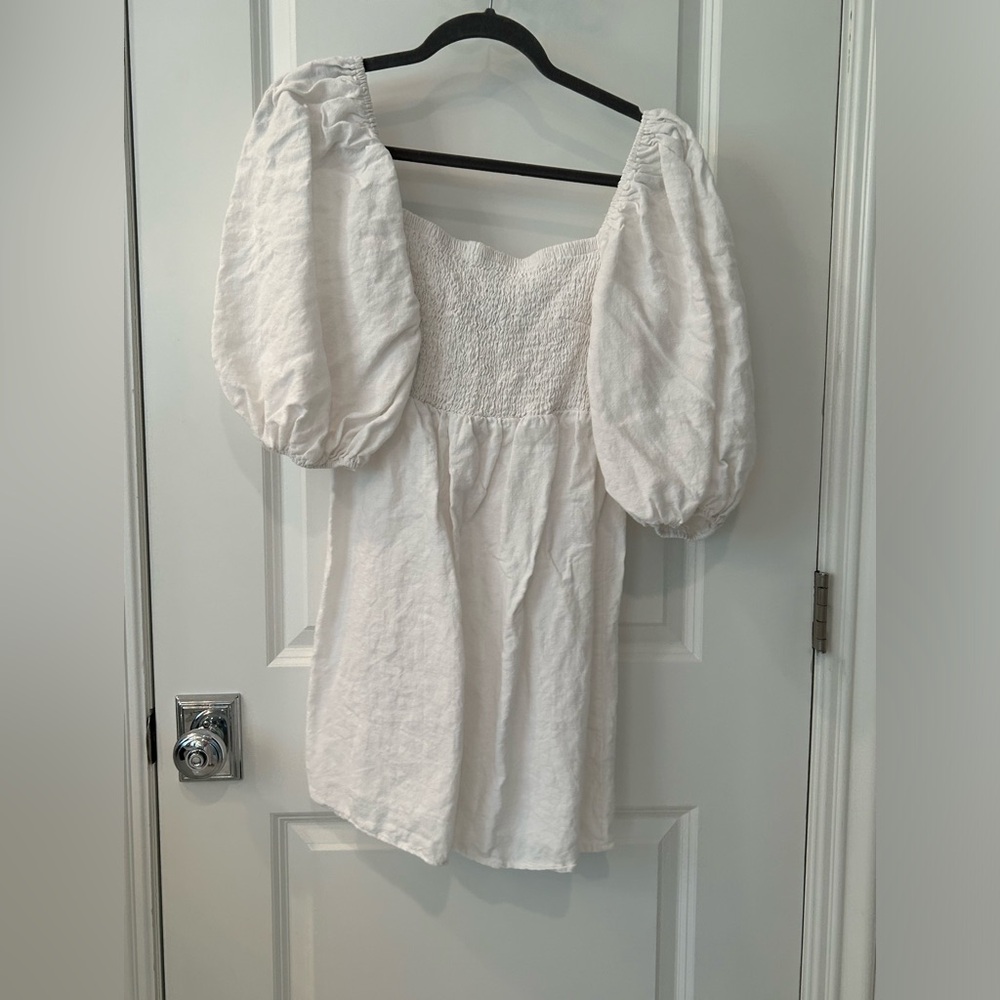 White Linen smocked dress (medium)